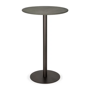 Bartafel Blend Round Bar Table Top Leather Muschio Base Dark Bronze 21577 Ethnicraft