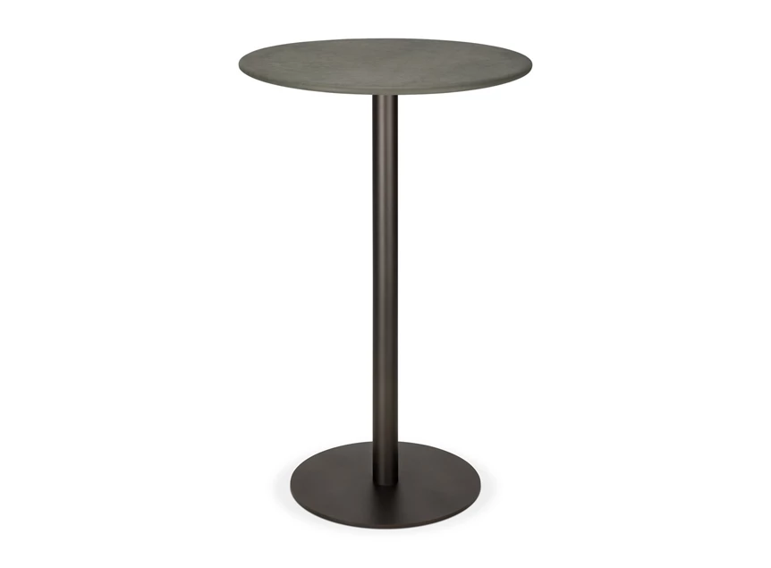 Bartafel Blend Round Bar Table Top Leather Muschio Base Dark Bronze 21577 Ethnicraft