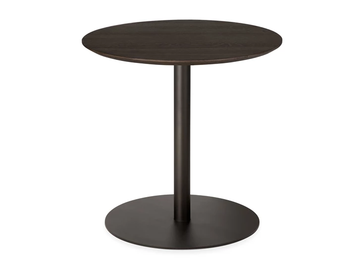 Low Dining Blend Lounge Bar Table Top Brown Oak Base Dark Bronze 51955 Ethnicraft