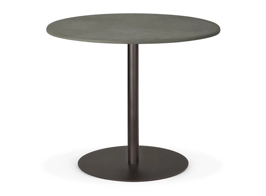 Eettafel Blend Round Dining Table Top Leather Muschio Base Dark Bronze 21576 Ethnicraft