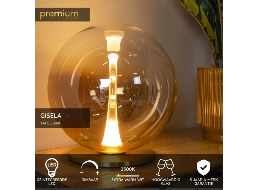 Gisela tafellamp 30cm amber led dimb info