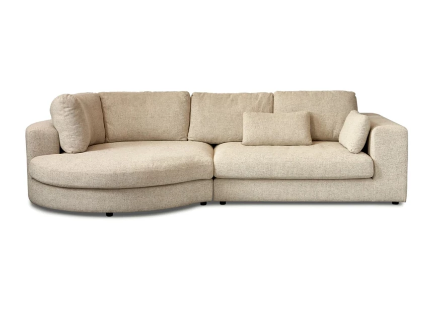 Salon Ferry divan rond li en 2-zit rond re stof greige beige Easy Sofa ES Group