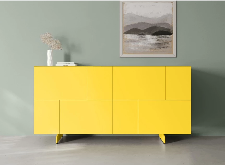 Sfeerfoto Dressoir Capri opstelling 540 hoogglans geel Coesel