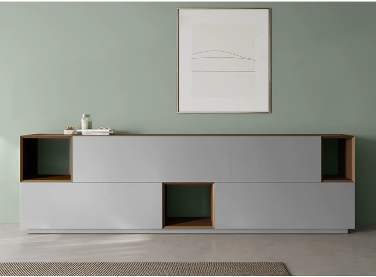 Sfeerfoto Dressoir Capri opstelling 3064 matte lak grijs Coesel