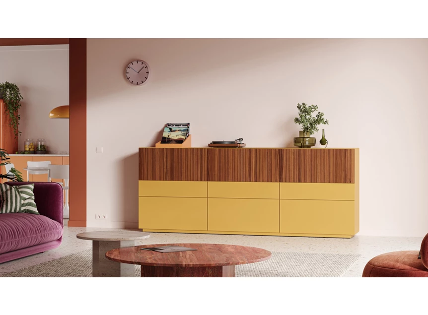 Dressoir Capri Nova opstelling 795-A matte lak Beach fineer hout palissander Coesel