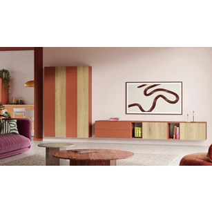 Tv-kast hangend combinatie Capri Nova 1112 en 193-4D matte lak Terra fineer hout eik natuur Coesel