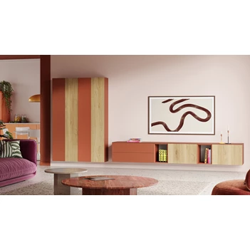 Tv-kast hangend combinatie Capri Nova 1112 en 193-4D matte lak Terra fineer hout eik natuur Coesel