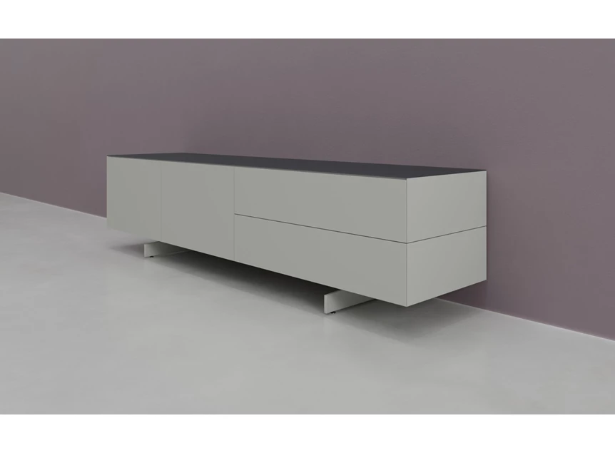 Zijkant Tv-kast Prisma opstelling 500 matte lak nouveau gris blad zwart Coesel
