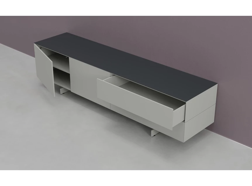 Open Tv-kast Prisma opstelling 500 matte lak nouveau gris blad zwart Coesel