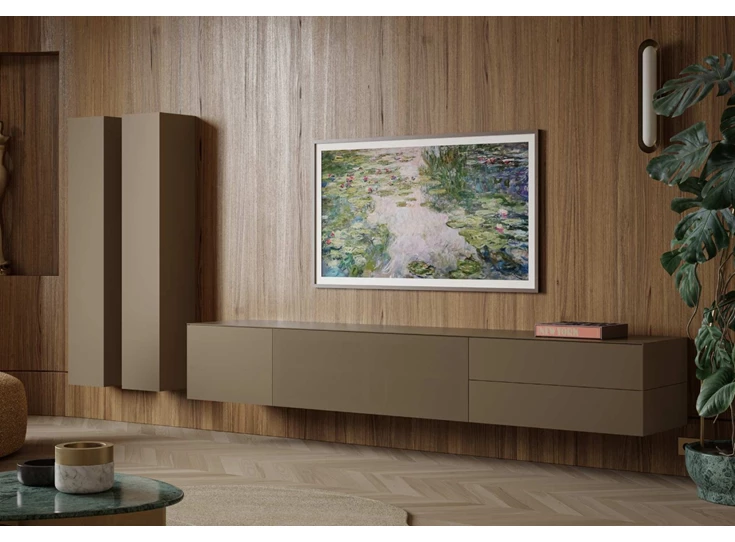Sfeerfoto Tv-kast Prisma opstelling 650-audio hangend matte lak goud Coesel