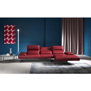 Salon Stupore met longchair leder rood Franco Ferri
