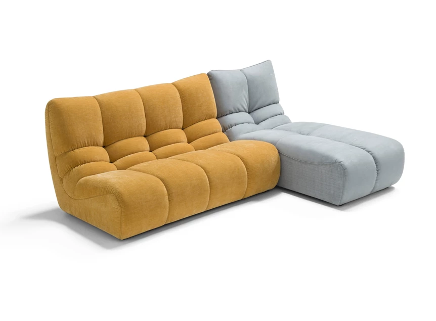 Zetel Formosa met longchair combi stof oker geel grijs Franco Ferri