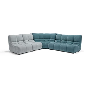Hoeksalon Formosa combi stof grijs petrol blauw Franco Ferri