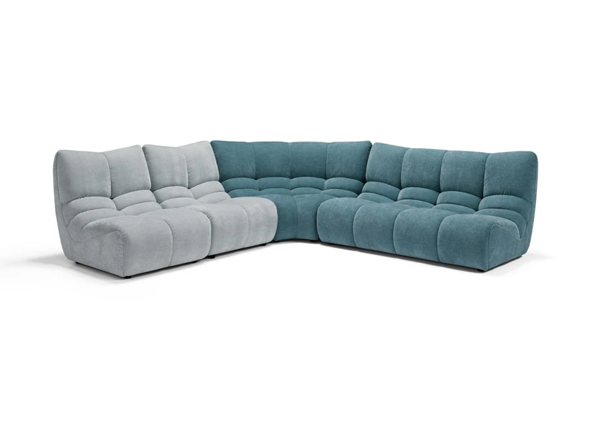 Hoeksalon Formosa combi stof grijs petrol blauw Franco Ferri