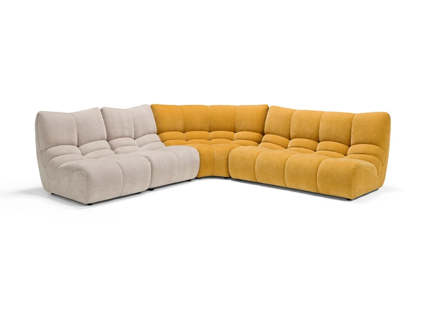Hoeksalon Formosa combi stof beige oker geel Franco Ferri