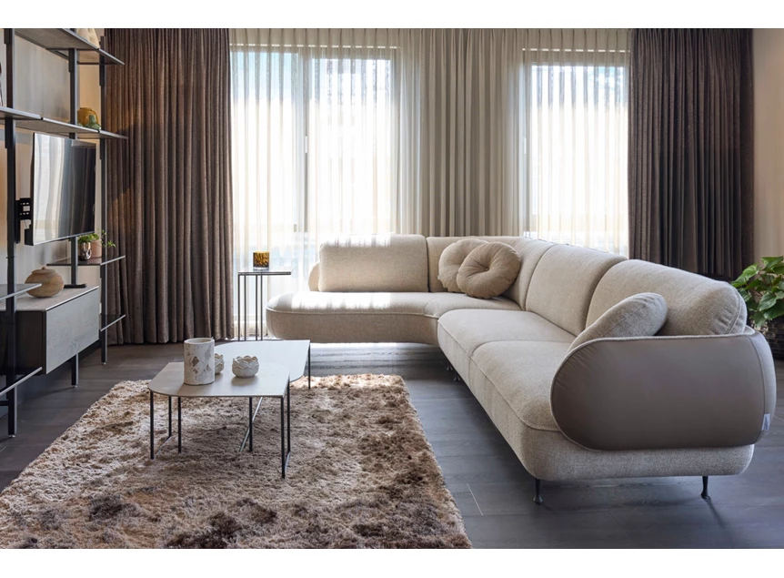 Leefruimte Wandrek Stripe met tv ophang metaal antraciet glas eik fineer Bert Plantagie