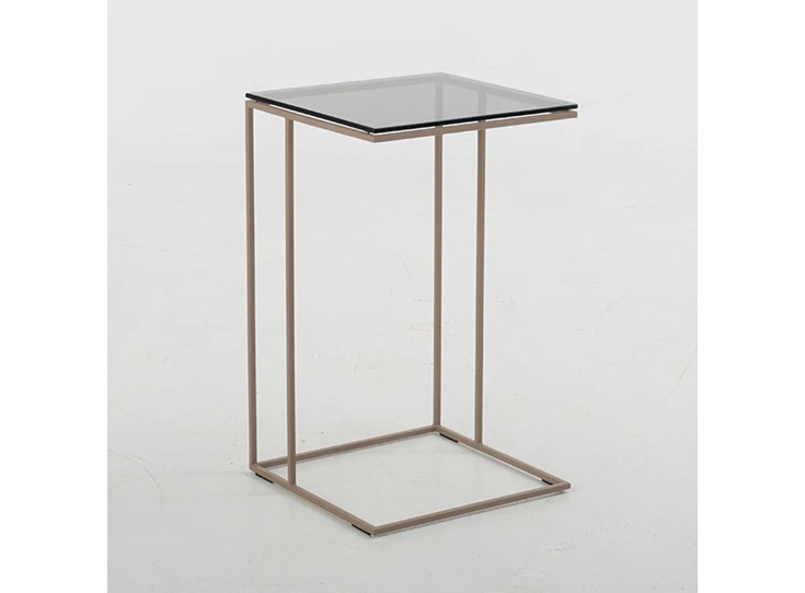 Bijzettafel Wire grey smoked glass metaal beige Bert Plantagie