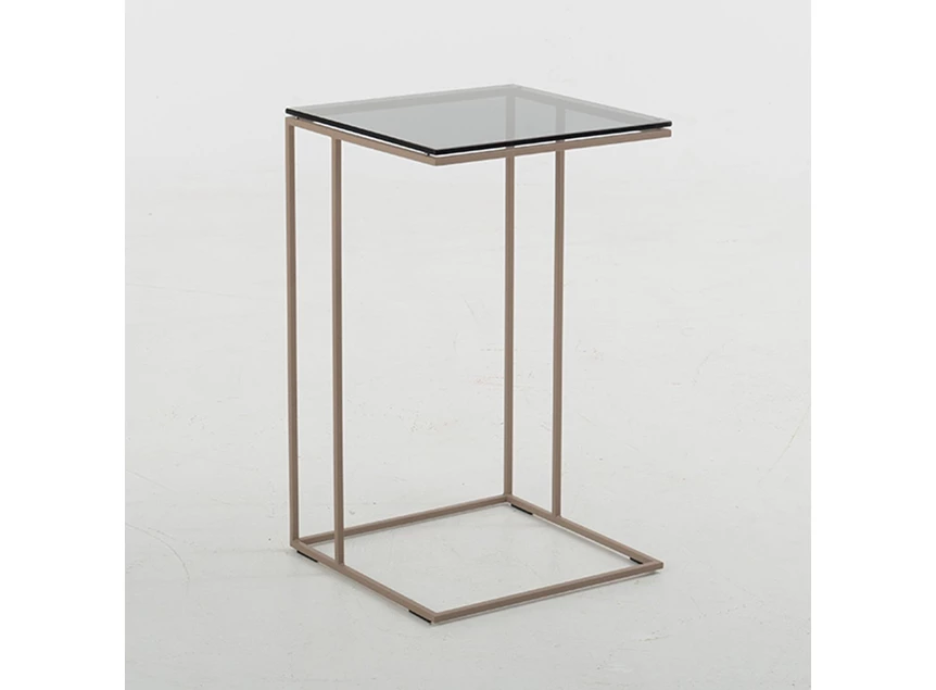 Bijzettafel Wire grey smoked glass metaal beige Bert Plantagie