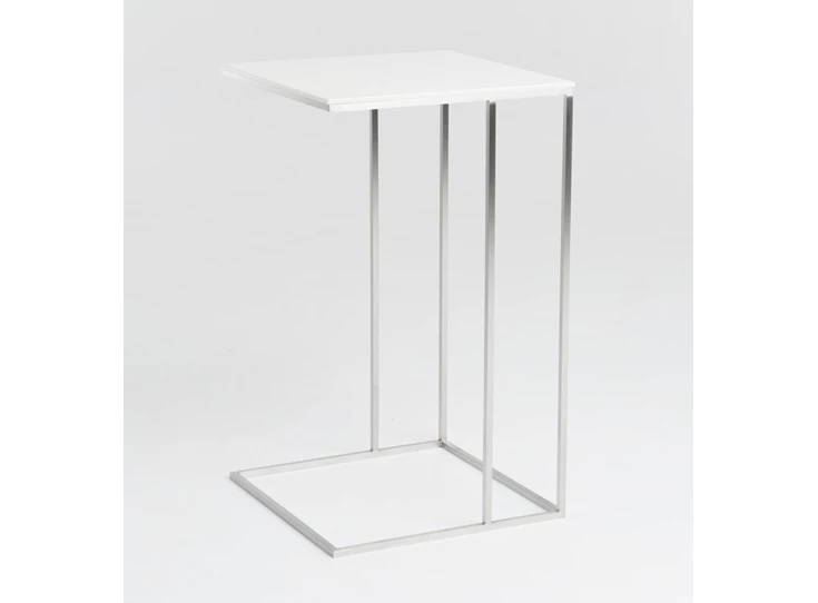 Bijzettafel Wireless blad keramiek dekton wit poot rvs Bert Plantagie