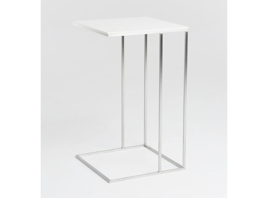 Bijzettafel Wireless blad keramiek dekton wit poot rvs Bert Plantagie