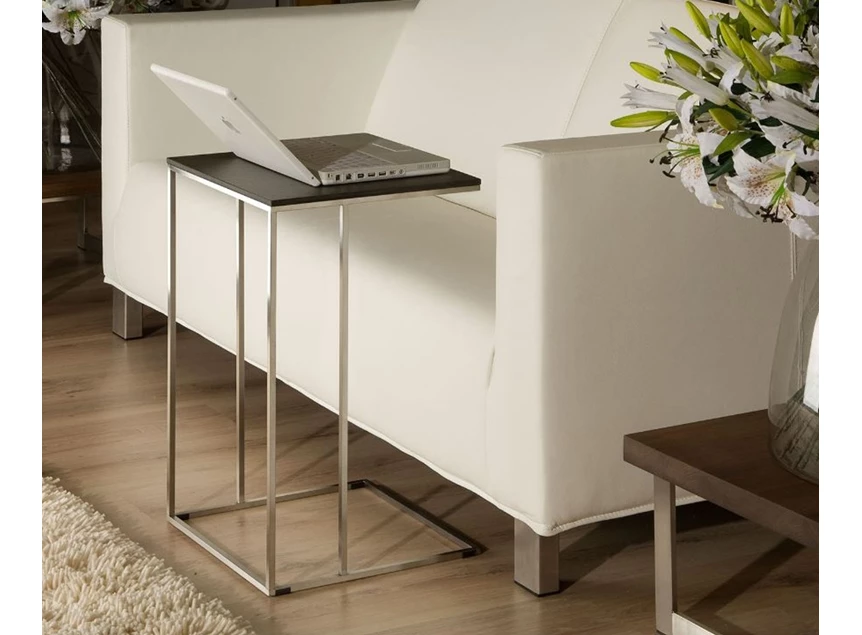 Sfeerfoto Bijzettafel Wireless blad hout donker eik poot rvs Bert Plantagie