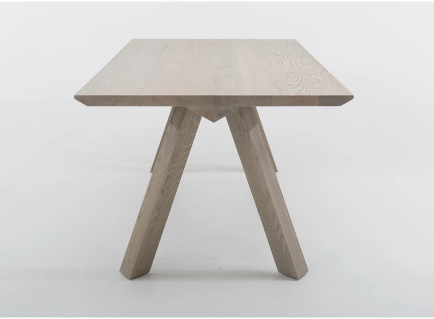 Zijkant Eettafel Tristan massief hout eik pale grey Bert Plantagie