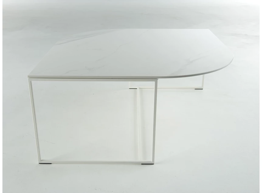 Zijkant Salontafel Taj-Mahal vierkant blad Dekton marmerlook Bert Plantagie