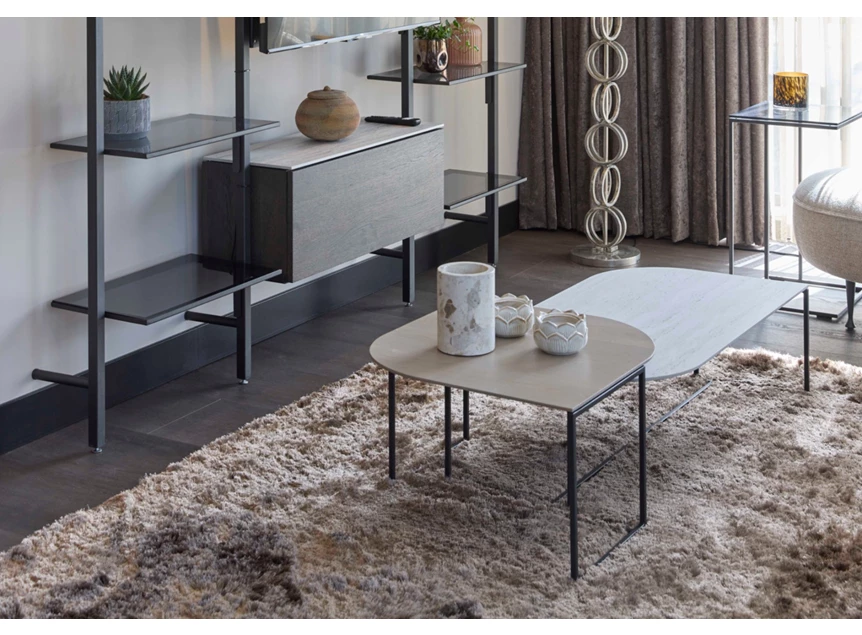 Set klein groot Salontafel Taj-Mahal vierkant blad Dekton marmerlook Bert Plantagie
