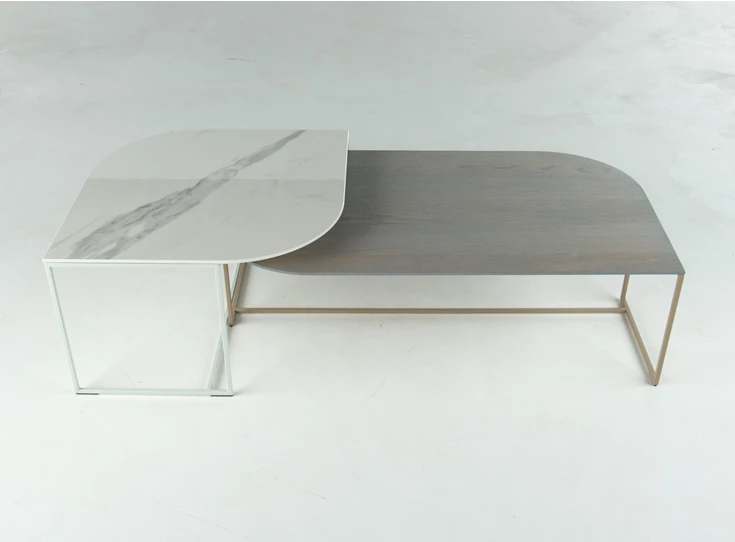 Set Salontafel Taj-Mahal rechthoekig eik fineer hout Bert Plantagie