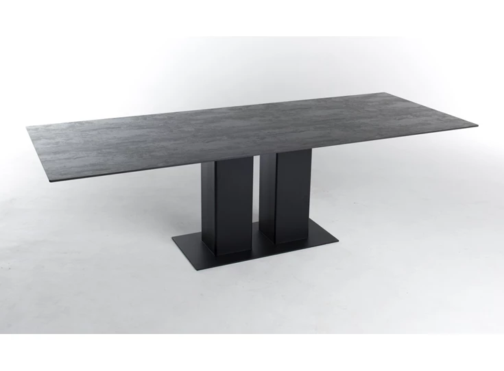 Eettafel Shelter keramiek antraciet dubbele zuil Bert Plantagie