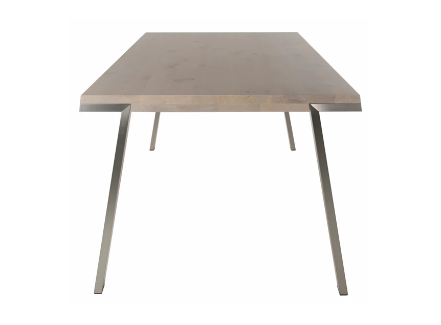 Front Eettafel Seven massief lichte eik poot RVS Bert Plantagie