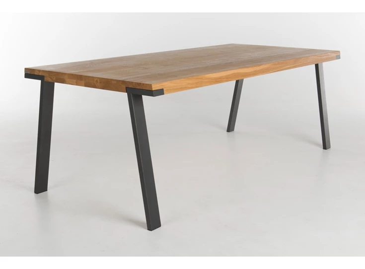 Eettafel Seven massief eik naturel poot gelakt zwart Bert Plantagie