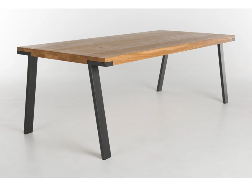 Eettafel Seven massief eik naturel poot gelakt zwart Bert Plantagie