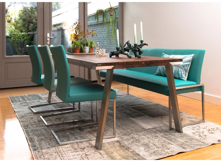 Eettafel Seven massief Amerikaans noot poot RVS Bert Plantagie