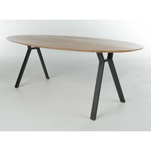 Eettafel Remo Table Talk ovaal massief hout eik natuur onderstel metaal Bert Plantagie