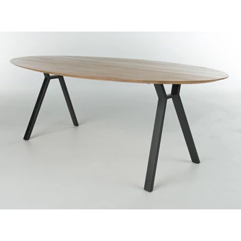 Eettafel Remo Table Talk ovaal massief hout eik natuur onderstel metaal Bert Plantagie