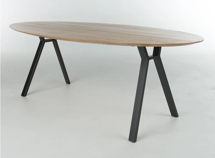 Eettafel Remo Table Talk ovaal massief hout eik natuur onderstel metaal Bert Plantagie