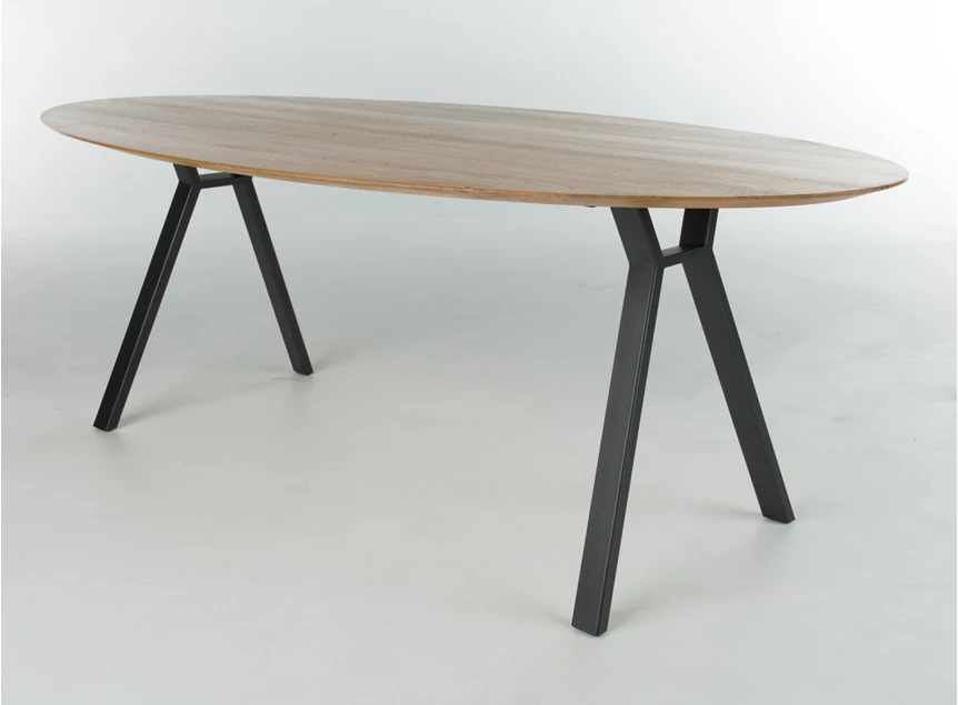 Eettafel Remo Table Talk ovaal massief hout eik natuur onderstel metaal Bert Plantagie