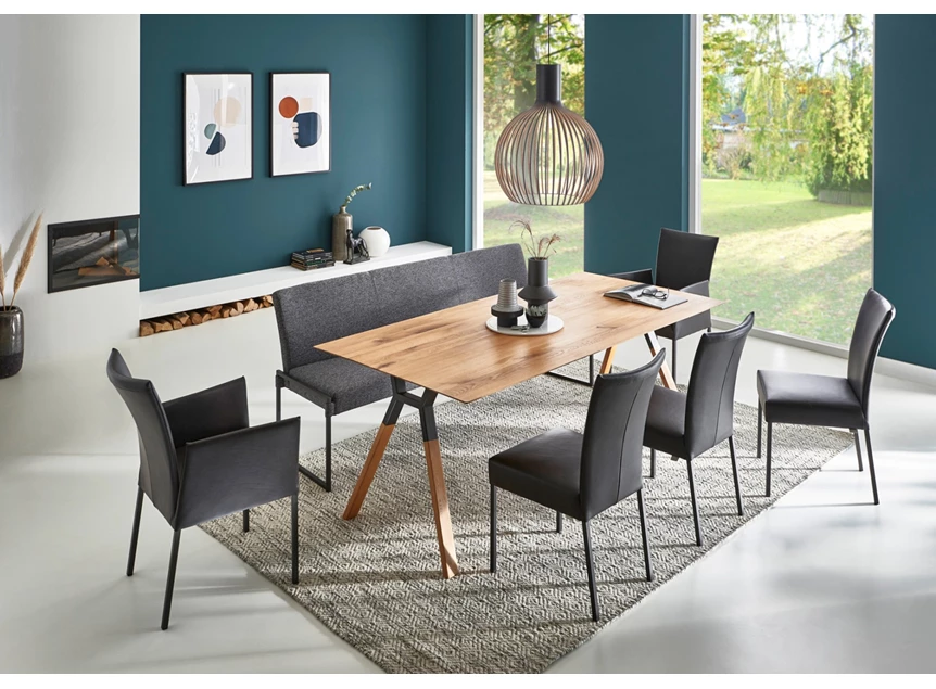 Met eetkamerbank Eettafel Remo Table Talk rechthoekig massief hout eik natuur Bert Plantagie
