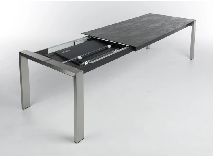 Open Verlengbare eettafel Opis blad Dekton donker natuursteenlook Bert Plantagie