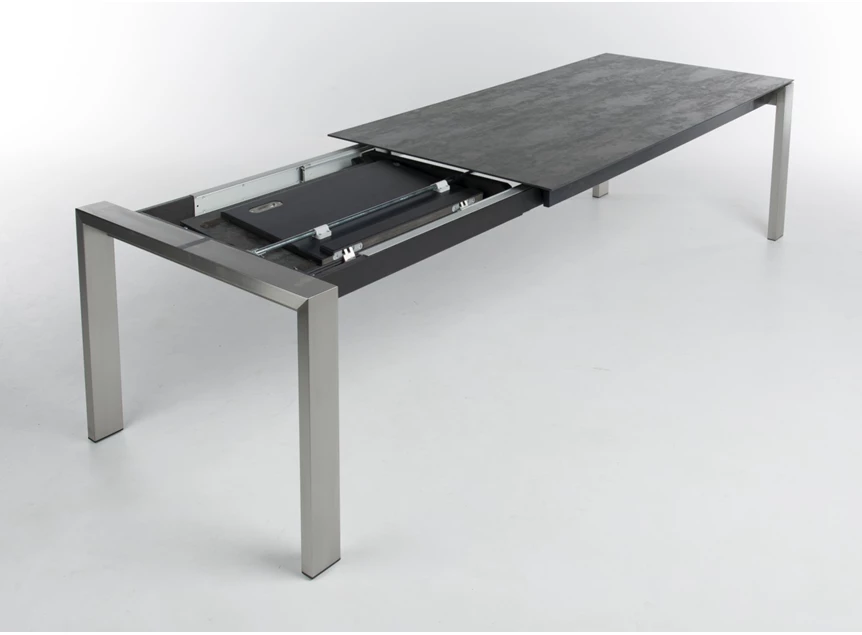 Open Verlengbare eettafel Opis blad Dekton donker natuursteenlook Bert Plantagie