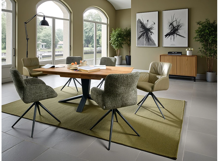 Sfeerfoto Verlengbare eettafel Maxim massief hout robuust eik olie Bert Plantagie