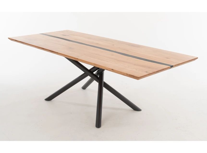 Bovenkant Eettafel Maas massief hout eik epoxy antraciet Bert Plantagie