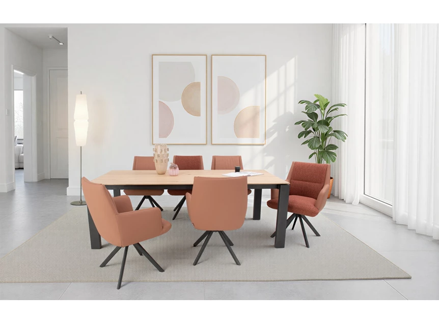 Sfeerfoto Verlengbare eettafel Lungo massief hout eik geolied Bert Plantagie