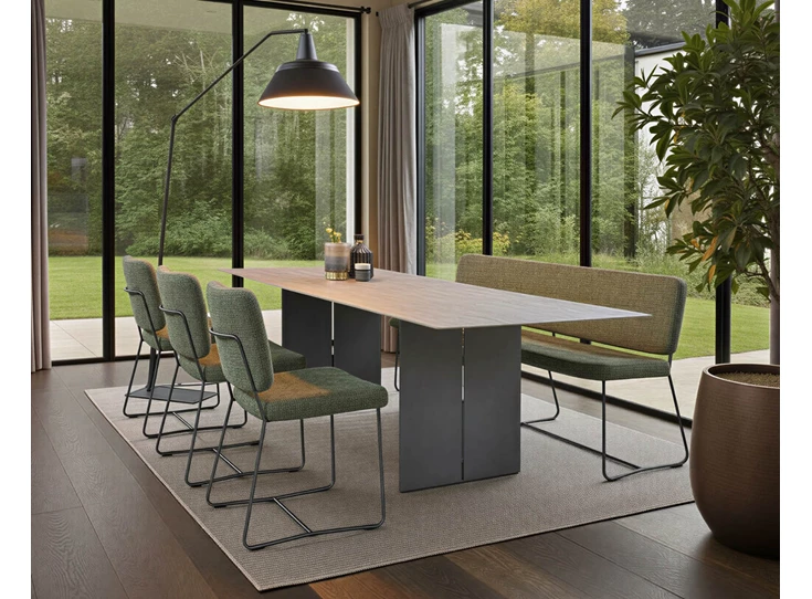 Sfeerfoto Eettafel Santiago Table Talk keramiek marmerlook Bert Plantagie