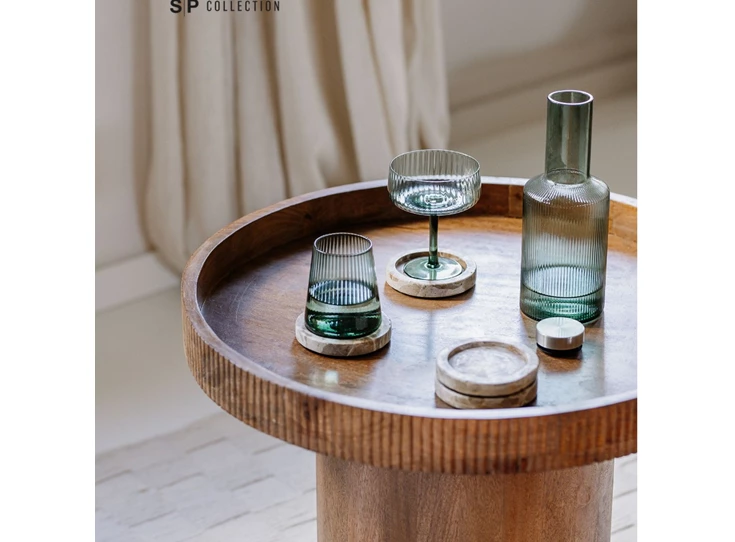glasonderzetter 10cm marmer beige opus - set 4 sfeerfoto