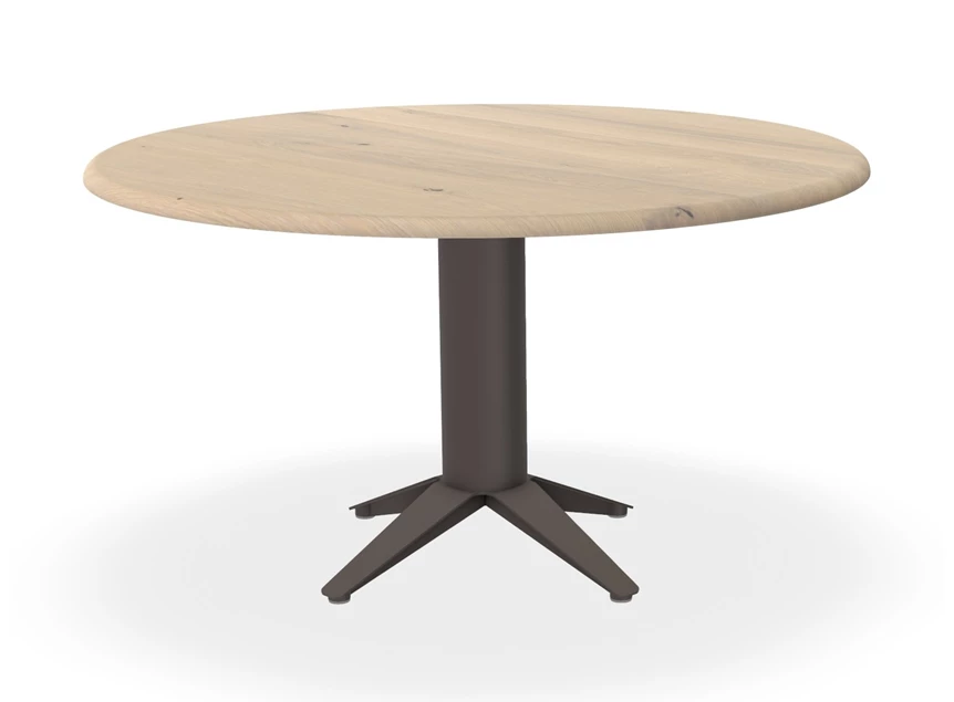 Eettafel Carve rond massief eik white wash 3 cm Bert Plantagie