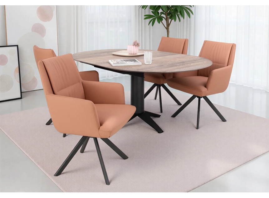Sfeerfoto Verlengbare tafel Bloom rond massief hout eik Bert Plantagie