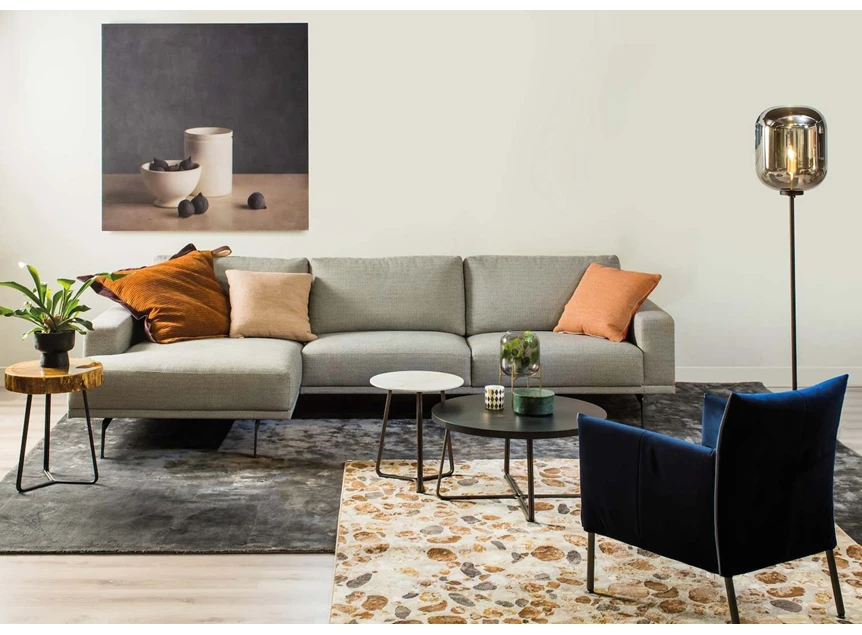 Salon met longchair Stylo stof grijs Bert Plantagie