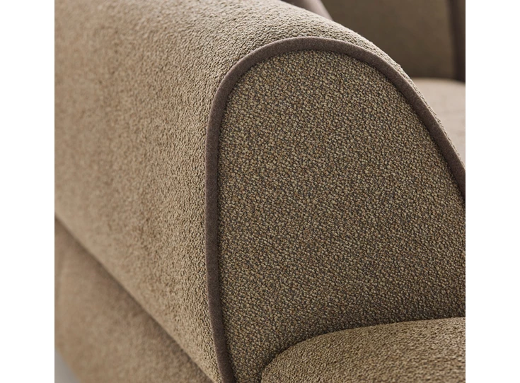Bies piping Hoeksalon Rozan met longchair island stof taupe Bert Plantagie